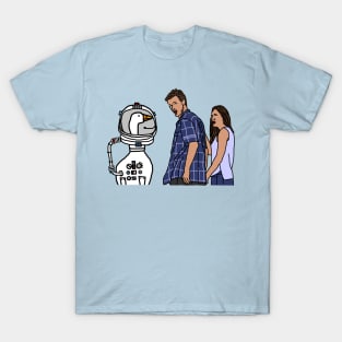 Distracted Boyfriend Meme With Funny Sci Fi Goose Astronaut T-Shirt